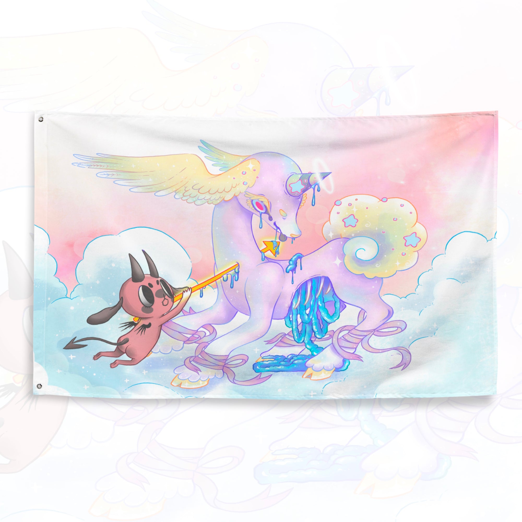 "Death of the Sacred Beasts 1" Wall Flag