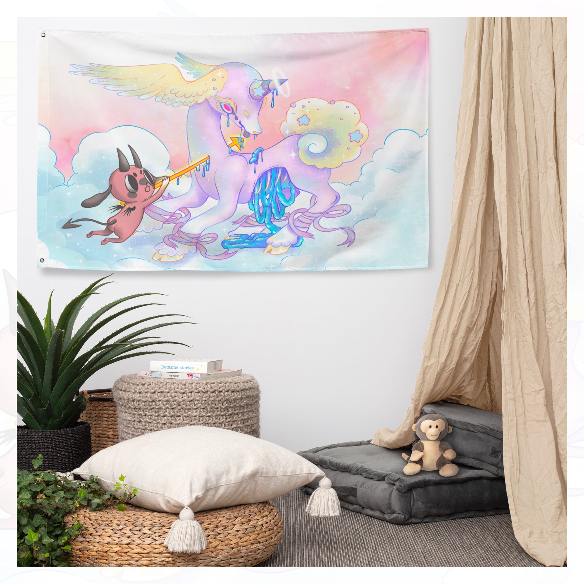 "Death of the Sacred Beasts 1" Wall Flag